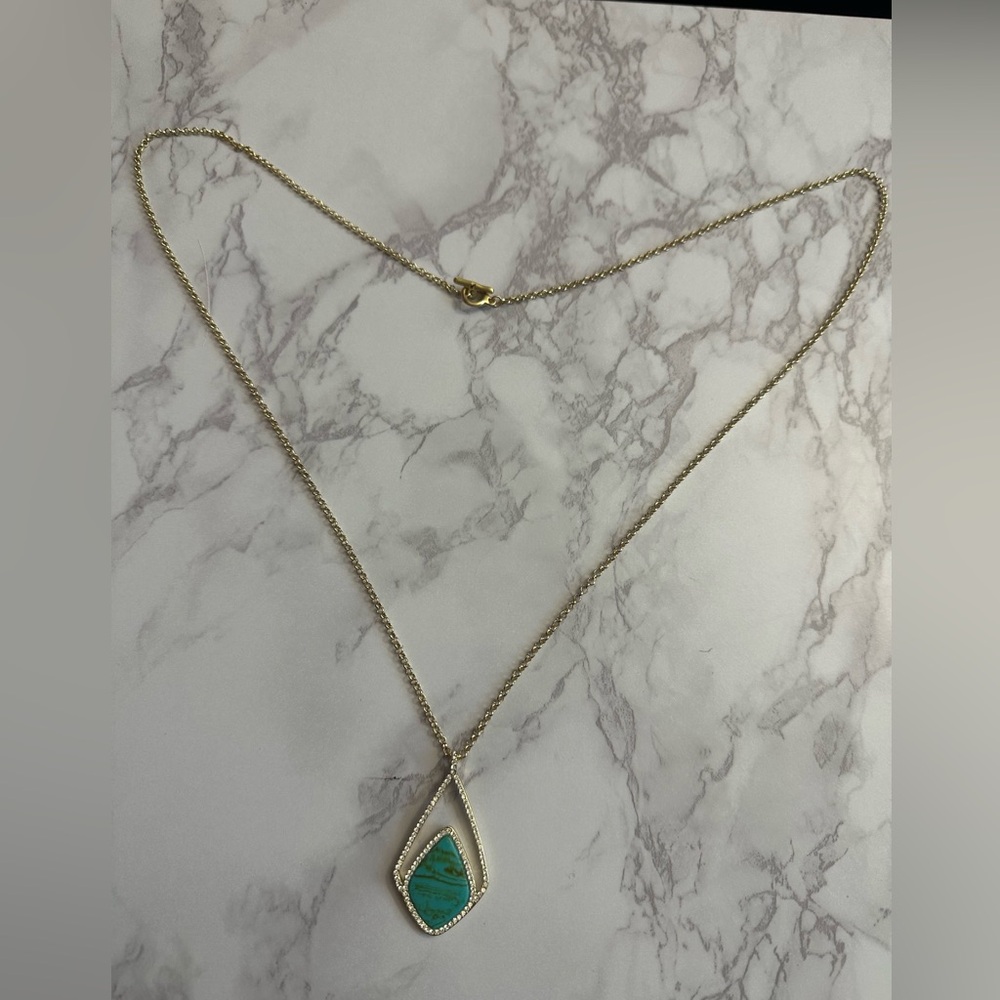 Karen Kane Gold Necklace with Green Pendant